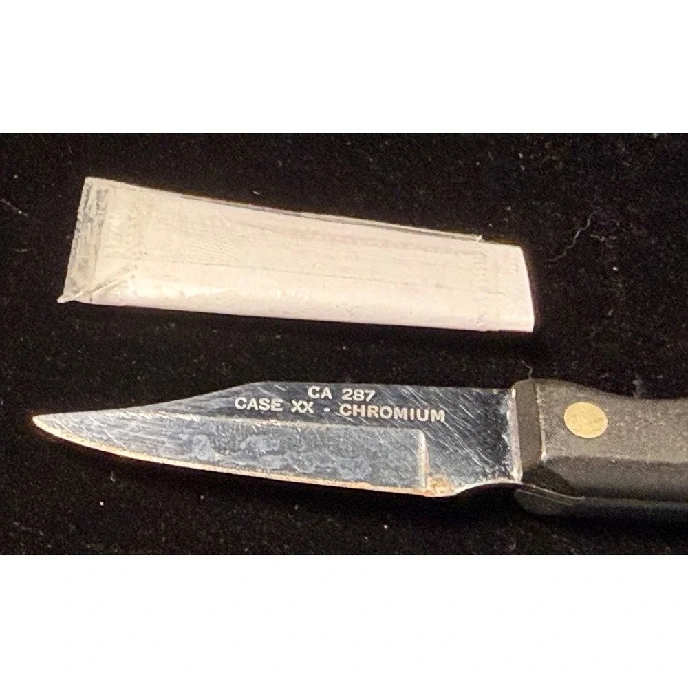Vintage Paring Knife: Case XX Chromium, CA 287, Black Handle with Sheath